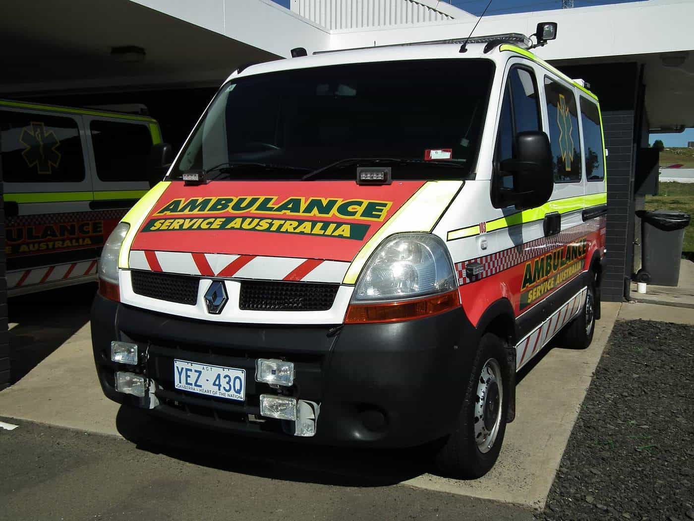 An ambulance parked outside