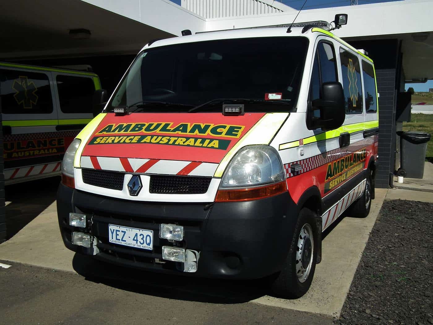 An ambulance parked outside