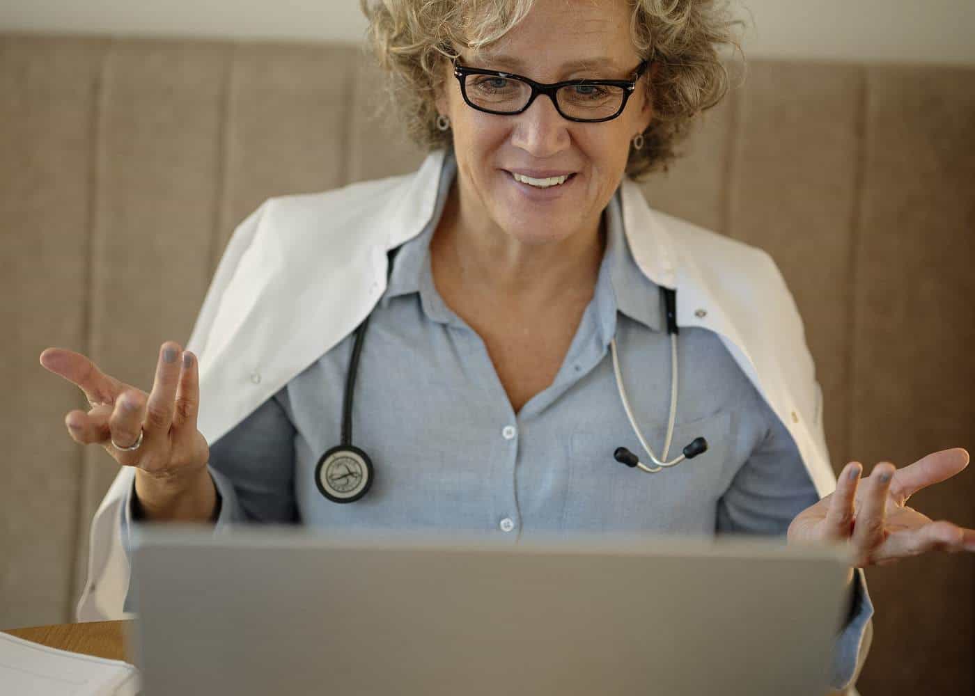 A person having an online consultation